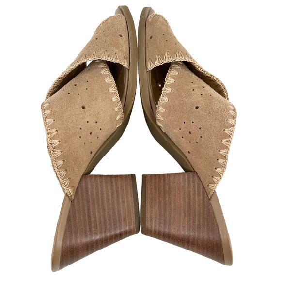 Jack Rogers Blakely Oak Suede 3" Block Heel Sandals 9.5M Tan - Picture 8 of 12